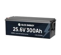GLCE ENERGY Batterie LiFePO4 25,6 V 300 Ah 7680 Wh avec cellules de grade A et BMS 200 A, commutation série/parallèle prise en charge, idéale pour les installations solaires, les camping-cars et les
