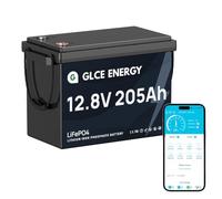 GLCE ENERGY LiFePO4 12V 200AH(205Ah) Bluetooth mit 200A BMS,2624Wh 12.8V Lithiumbatterie Solarbatterie für Solaranlage Komplettset,Photovoltaikanlage