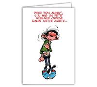 GLCT-0122 Gaston Lagaffe Carte d'anniversaire avec Motif MILLE Pensées bisous Cœur yoga Zen