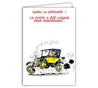 GLCT-0128 Gaston Lagaffe Carte Retraite avec Motifs Bonne route/Bonne continuation/Voiture Île