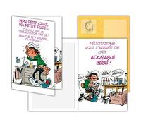 GLCT-0131 Gaston Lagaffe Carte Naissance Félicitations avec Motifs Bébé Garçon/Fille/Papa/Maman/Humour/Bonheur