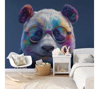 GLCWARM Papier Peint 3D Effet Panoramique Animaux Pop 450X315Cm,Poster Intissé Mural Panda À Lunettes Geant Mural Salon Chambre D'Enfants Restaurant Décoration Murale