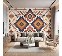 GLCWARM Papier Peint Intissé Flèche Losange 300X210Cm | Décoration Murale Géométrie Indienne - Tapisserie Murales Papier Peint Intissé - Poster Tableaux Photo Muraux Pour Chambre Salon