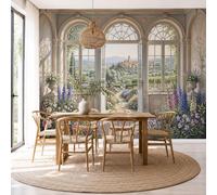 GLCWARM Papier Peint Intissé Mer De Fleurs Rurale 250X175Cm | Décoration Murale Arche Française - Tapisserie Murales Papier Peint Intissé - Poster Tableaux Photo Muraux Pour Chambre Salon