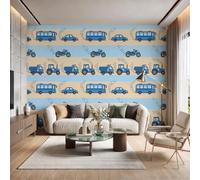 GLCWARM Papier Peint Motif Véhicules | 3D Panoramique Papier Peint Illustrations De Dessins Animés,Papier Mural Decoratif Pour Salon Chambre Tapisserie Murales Décoration Murale 250X175Cm