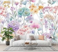 GLCWARM Papier Peint Panoramique 3D 400X280Cm Fresque Murale Fleurs De Campanule | Tapisserie Intissé Fleurs Sauvages À L'Aquarelle Pour Salon Chambre, Bureau Décoration Murale Grande Taille