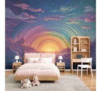 GLCWARM Papier Peint Panoramique 3D Arc-En-Ciel Au Lever Du Soleil 400X280Cm | Papier Peint Murale Intissé Paysages De Rêve,Tapisserie Murale Pour Salon Chambre Maison Décoration Intérieure