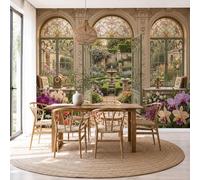 GLCWARM Papier Peint Panoramique 3D Classique Européen 400X280Cm | Papier Peint Murale Intissé Vue De La Fenêtre En Arc,Tapisserie Murale Pour Salon Chambre Maison Décoration Intérieure