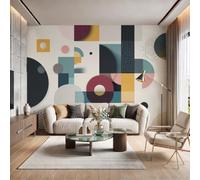 GLCWARM Papier Peint Panoramique Anneaux Rayés 400X280Cm | Papier Peint Poster Mural 3D, Pop Rétro Tapisserie Photo Peinture Murale Intissé Fresque Pour Salon Chambre Toile Fond Tv