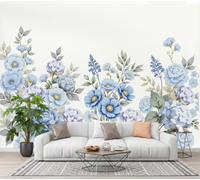 GLCWARM Papier Peint Panoramique Hortensia Dans La Brise 200X140Cm,Illustration À L'Aquarelle Poster Geant Mural 3D,Tapisserie Photo Peinture Murale,Papier Peint Intissé Fresque Pour Salon Chambre