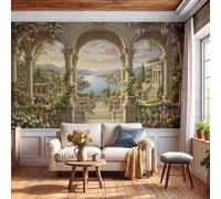 GLCWARM Papier Peint Panoramique Manoir Prospère Mur 400X280Cm | Méditerranée Classique Papier Peint Intissé Pour Chambre Salon Bureau Personnalisé Décoration Murale