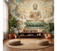 GLCWARM Papier Peint Panoramique Relief D'Inspiration Zen Poster Mural | Statue Du Bouddha De La Montagne Papier Peint Intissé Décoration Pour Salon Chambre Restaurant Chambre D'Enfants, 250X175Cm