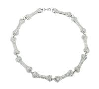 GLDFW Collier de perles en os - Pendentif squelette à 10 segments, bijoux gothiques pour homme et femme, Edgy