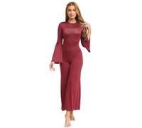 GLDFW Combinaison de danse classique à manches longues et jambes larges pour femme - Body long - Costume de danse liturgique, chorale, performance sur scène