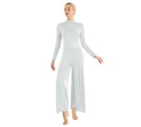GLDFW Combinaison de danse classique à manches longues et jambes larges pour femme - Body long - Costume de danse liturgique, chorale, performance sur scène