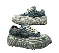 GLDFW Hommes Printemps Été Mode Rétro Tendance Bas de pneu Casual Épais Bas Hauteur Rehausser la Hauteur Couple Chaussures de Sport, bleu, 42.5 EU