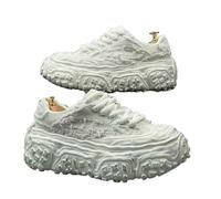 GLDFW Hommes Printemps Été Mode Rétro Tendance Bas de pneu Casual Épais Bas Hauteur Rehausser la Hauteur Couple Chaussures de Sport, blanc, 39 2/3 EU