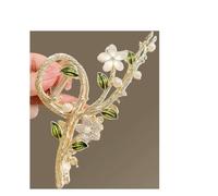 GLDFW Pince à cheveux en métal avec fleur pour queue de cheval Pince à cheveux requin Pince à cheveux Femme Fille Accessoires pour cheveux Coiffe