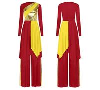 GLDFW Robe de danse lyrique métallique pour femme avec pantalon, vêtements liturgiques pour Halloween, louange, église, culte, bal