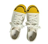 GLDFW Smiley Face Chaussures en toile Unisexe Chaussures basses à lacets Tendance Streetwear Printemps Arrivée Casual Étudiant Flats Cartoon Motif, beige, 38 2/3 EU