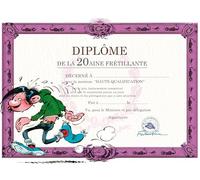 GLDP-7002 Gaston Lagaffe Carte Double avec Enveloppe Anniversaire Diplôme de la 20aine Frétillante - Course à pied Sport Running Jogging Forme Activité Physique Bonne Santé