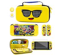 GLDRAM Ensemble de coques jaunes pour Switch OLED, housse de protection pour PC, protecteur d'écran, capuchon de pouce pour console et accessoires