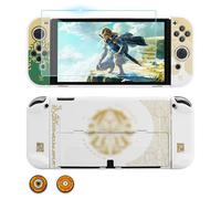GLDRAM Étui de protection compatible avec le modèle Nintendo Switch OLED, kit d'accessoires avec housse, protecteur d'écran et 2 capuchons de poignée pour console Zelda Switch OLED et manette Joy Con