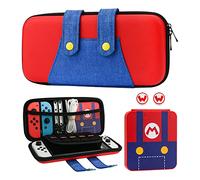 GLDRAM Étui de transport pour Nintendo Switch et Switch OLED, thème pour Mario Travel Case pour Switch, kit d'accessoires de transport avec étui de jeu, capuchons de pouce - Rouge
