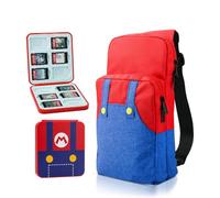 GLDRAM Sac de voyage pour Nintendo Switch, joli étui de transport pour Switch Lite et Switch OLED, kit d'accessoires pour Switch avec étui de jeu, capuchons pour pouce (pour Mario)