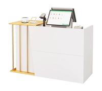 GLDWEY Bureau de Réception Professionnel - Comptoir d’Accueil Bois avec Rangements et Tiroirs, Meuble de Réception pour Bureau & Entreprise(2,100 * 40 * 90cm)