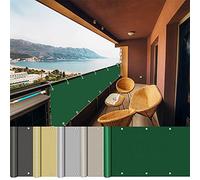 GLDYTVF Bâche d'intimité extérieure pour Balcon 105 x 700 cm avec Corde et Attaches, idéale pour clôture et fenêtre. Vert foncé, résistante aux UV et aux intempéries. Parfaite pour Plus d'intimité e