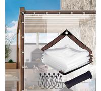 GLDYTVF Bâche Transparente imperméable 1,5 x 2,7 m, bâche de terrasse en PVC avec Corde et élastique, Disponible en Plusieurs hauteurs : 1,2 m, 1,5 m, 1,8 m, 2,1 m, 2,4 m, 2,7 m, 3 m, 3,3 m, 3,6 m,