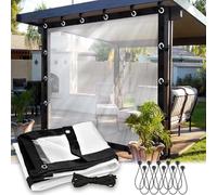 GLDYTVF Bâche Transparente imperméable 3 x 3 m, bâche en Vinyle Transparent pour terrasse, bâche de Jardin Transparente en Plastique, bâche en PVC Anti-poussière et imperméable avec œillets, Couvert