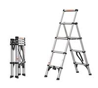 GLDYTVF Échelle télescopique Portable en Aluminium - Échelle Extensible Pliante Polyvalente à 6 marches pour Balcon, Cuisine et Maison - Légère et Facile à Ranger. 4 Options de Couleurs po
