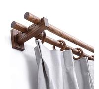 GLDYTVF Ensemble de Tringle à Rideaux en Bois, Double ou Simple, Finition Noyer Massif, réglable 39,4" 55,1" (100 x 140 cm). Parfait pour Les Rideaux Romains. Support Durable pour la décoration inté