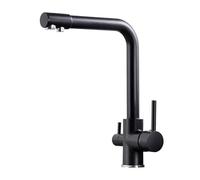 GLDYTVF Robinet de Cuisine élégant en Or Noir avec Robinet d'eau filtrée. Mélangeur en Laiton Durable monté sur Le Pont. Idéal pour Les Cuisines Modernes. Solution d'eau Potable élégante.