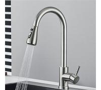 GLDYTVF Robinet d'évier de Cuisine extractible en Nickel brossé, pivotant à 360°, mitigeur monotrou, Eau Chaude et Froide, Montage sur Pont, Design Moderne pour Une Utilisation Facile