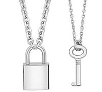 Gleamart 2 colliers avec pendentif en forme de ollier ras du cou à cadenas punk pour eboy, egirl, homme et femme, Acier inoxydable, Alliage.