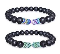 Gleamart 2 Pcs Lava Rock Pierre Bracelet De Perles Arrow Huile Essentielle Diffuseur Bracelet En Pierre Volcanique pour Hommes Femmes Coloré avec vert