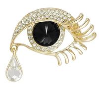 Gleamart Broche en forme de larmes d'ange en strass pour femme Doré Noir, Alliage.