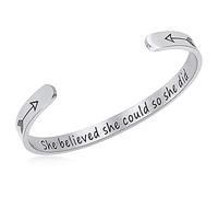 Gleamart Inspirational Bracelet Réglable Gravé Manchette Bracelet Cadeau pour Les Femmes qu'elle croyait Pouvoir Ainsi Elle l'a Fait