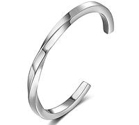 Gleamart Mobius Bracelet jonc ouvert en acier inoxydable pour homme et femme, Acier inoxydable