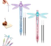Gleaming Wings Dragonfly Pen,0.5mm Dragonfly Pen with Moving Wings，2PCS-A | Dragonfly Fidget Click Pen,Pretty Cute Novelty Retractable Pens,Creative Simulation Ballpoint Pens for School Office