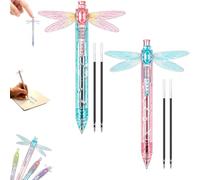 Gleaming Wings Dragonfly Pen,0.5mm Dragonfly Pen with Moving Wings，2PCS-C | Dragonfly Fidget Click Pen,Pretty Cute Novelty Retractable Pens,Creative Simulation Ballpoint Pens for School Office