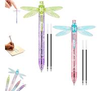 Gleaming Wings Dragonfly Pen,0.5mm Dragonfly Pen with Moving Wings，2PCS-F | Dragonfly Fidget Click Pen,Pretty Cute Novelty Retractable Pens,Creative Simulation Ballpoint Pens for School Office