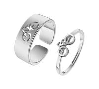 GleaMora 2pcs Vélo Bijoux En Acier Inoxydable Simple Anneau Réglable Ins Style Bague Unisexe Personnalisé Saint Valentin Casual Bague