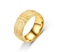 GleaMora Bague de basket-ball plaqué or 18 carats bague en acier titane personnalisé Saint-Valentin Hip Hop lumière luxe cadeau de fête d’anniversaire