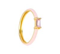 GleaMora Bague plaquée or 18 carats Simple Bague Zircon Carré Pour Femme Bague Saint Valentin Loisirs Vacances Mariage Léger Cadeau De Luxe