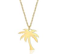 GleaMora Cocotier Pendentif Collier Titane Acier 18 carats Plaqué Or Ins Style Femmes Hip Hop Collier Bijoux Cadeau De Fête D’anniversaire