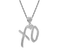 GleaMora Exquis Mode Hip Hop Rock Ice Out Lettre Xo Zircone Cubique Pendentif Collier pour Hommes Cool Rock Party Bijoux